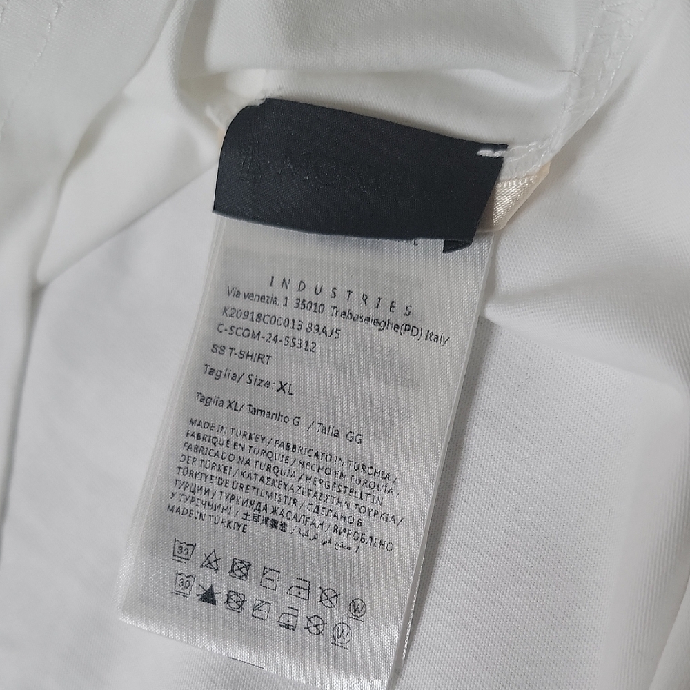 Moncler White Short Sleeve T-Shirt with Blue Logo - Picture 3 of 4